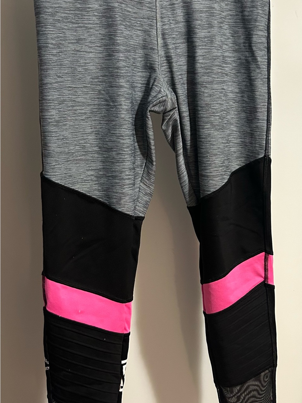 PINK Victoria's Secret Gray, Black & Hot Pink Leggings